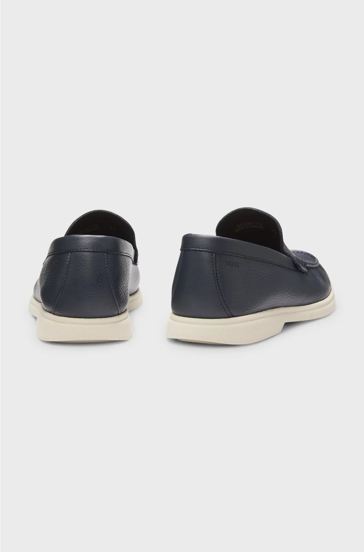 TUMBLED-LEATHER MOCCASINS WITH LOGO DETAIL